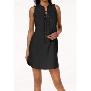 Trina Turk x Inc Black Lace-Up Mini Dress